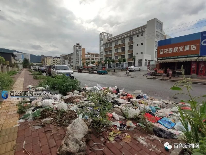 百色市区鸿翔路生活垃圾无人清扫恶臭难挡，究竟怎么回事.. 百色,百色市,市区,鸿翔,路生