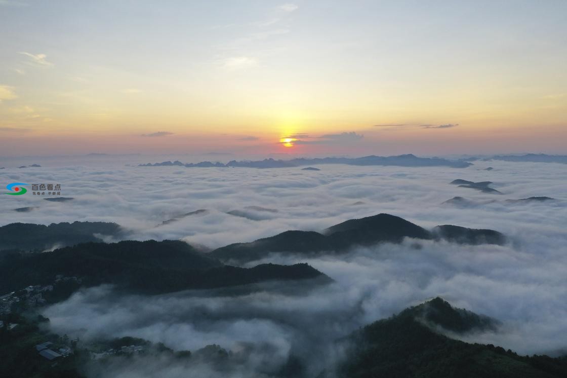 百色田东县作登瑶族乡的摩天岭及周边群山出现云海景观 百色,田东,田东县,作登瑶族乡,瑶族