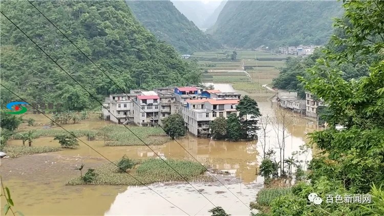 靖西两村屯被洪水淹没 村民房屋和农田被泡 靖西,村屯,洪水,水淹,淹没