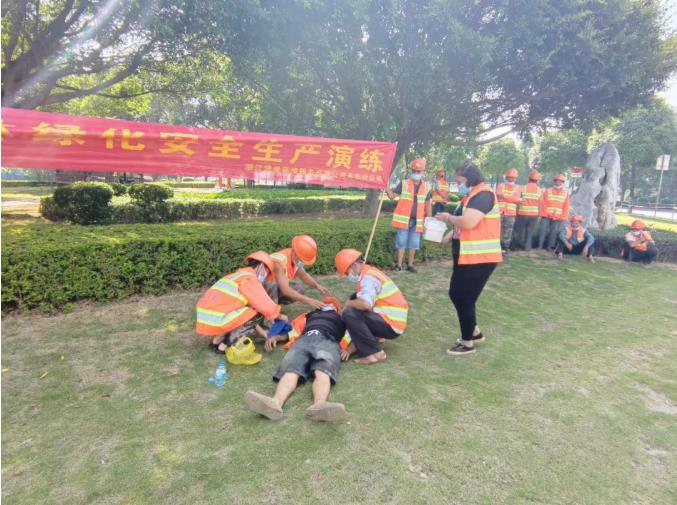 市园林中心组织养护企业开展安全生产应急演练活动 园林,林中,中心,中心组,组织