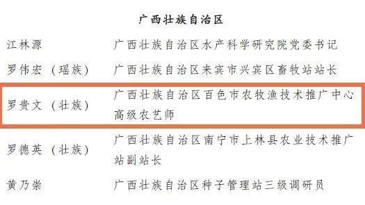 国家级表彰，百色3人上榜！ 农业,全国,农村,农村部,表彰