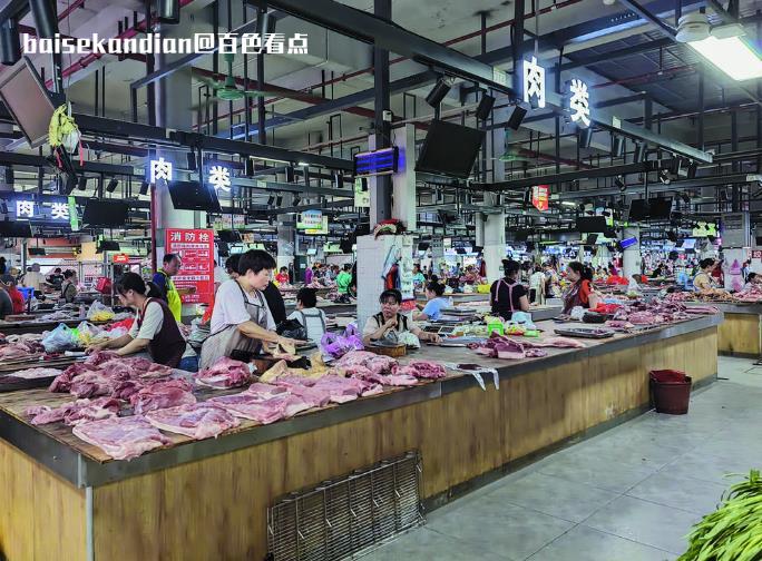 百色城区多家市场商超存在不同程度使用“生鲜灯”情况 生鲜,市场,使用,肉类