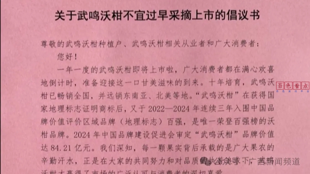 多机构发出倡议！武鸣沃柑不宜提前上市 南宁市,武鸣区,武鸣沃,11月,26日